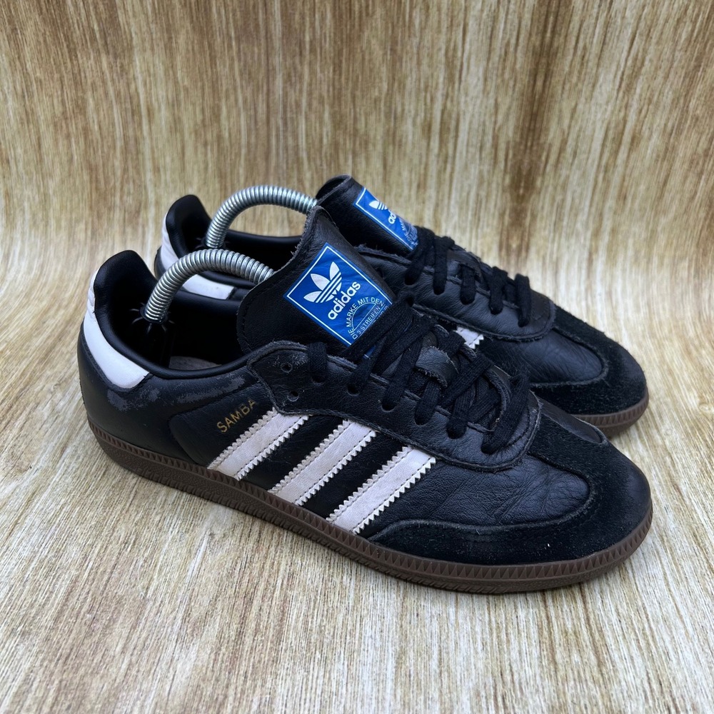 Adidas Samba OG Sneakers Kid's Size 4Y Black White Gum Sole Leather Suede IE3676